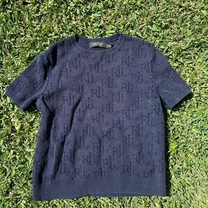 Lauren Ralph Lauren Navy Short-Sleeve Knitted Sweater